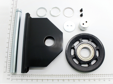 Träger; Umlenkrollenträger · For DVR 5, Set enthält shafts, Seil sheave and sheave support, Befestigungsblech, screws and washers Demag Identnummer 52292303