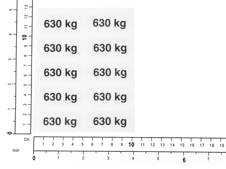 Kennzeichnungsblech · Satz aus 10 pieces, 630 kg, 47x19 Demag Identnummer 52797791