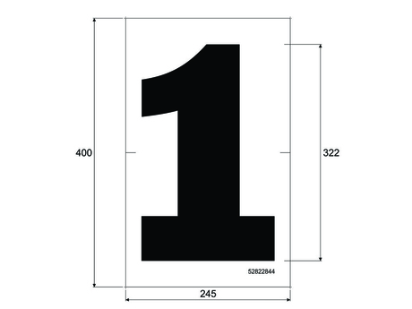 Aufkleber · Text: 1, Aufkleberbreite: 245 mm, Aufkleberhöhe: 400 mm, Texthöhe: 322 mm Demag Identnummer 52822844