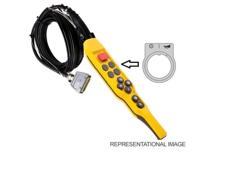 Hängesteuerung mit Kabel · DSB10, Yellow, ON/Horn button, Kabellänge: 9,7 m, DIN symbols, 24-pin plug, Inform brand to purchasing Demag Identnummer 55523619