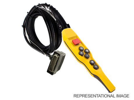 Hängesteuerung mit Kabel · DSB, Farbe: Yellow, 6-button, Kabellänge: 7,0 m, DIN symbols, 24-pin side plug, Standard connection Demag Identnummer 67723108