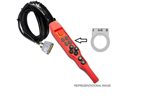 Hängesteuerung mit Kabel · DSB10, Red, Selection I, I+II, II, Kabellänge: 5,4 m, DIN symbols, 24-pin plug Demag Identnummer 68733824