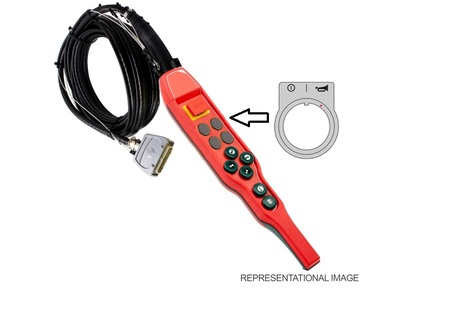 Hängesteuerung mit Kabel · DSB10, Red, ON/Horn button, Kabellänge: 13,9 m, DIN symbols, 24-pin plug Demag Identnummer 71677919