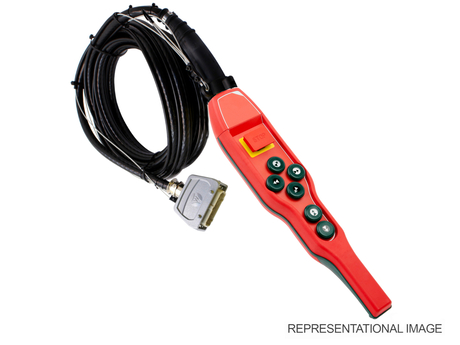 Hängesteuerung mit Kabel · DSB, Red, 6-button, Kabellänge: 3,4 m, DIN symbols, 24-pin plug, Standard connection Demag Identnummer 71741356