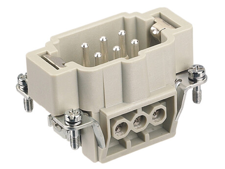 Einsatz (Innenteil) · Polzahl: 6+PE, Typ: Male, Nenn Strom: 16A, 500V/IEC, 600V/UL/CSA, Screw terminal with wire protection Demag Identnummer 87267344