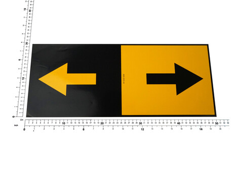 Aufkleber · Sticker Text: Cross Travel Directional 1 speed-symbol, Sticker Breite: 500 mm, Sticker Höhe: 200 mm, Text Farbe: Black, Yellow Demag Identnummer 89563544