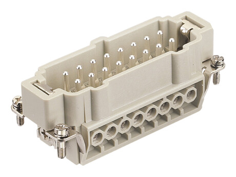 Einsatz (Innenteil) · Polzahl: 16+PE, Typ: Male, Nenn Strom: 16A, 500V/IEC, 600V/UL/CSA, Screw terminal with wire protection, Pin numbering 1 - 16 Demag Identnummer 96068847