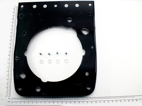 Endplatte · Set enthält end plate, screws and washers. Breite: 605 mm, Höhe: 510 mm, Thickness: 4 mm, Farbe Code: RAL 7021 Demag Identnummer D0000496