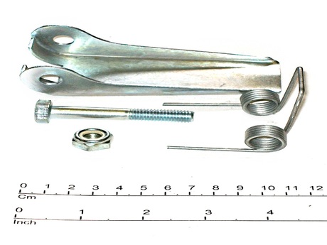 Hakenmaulsicherung · Länge: 105mm, Breite: 56mm, Stärke: 3mm, Schraubengröße: M10, Einzelhakengröße: RSN6, Doppelhakengröße: RSN8, DIN15401 RSN 6/DIN15402 RSN8 Demag Identnummer D0000899