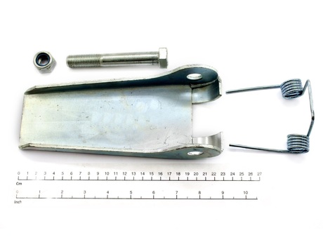 Hakenmaulsicherung · Länge: 200mm, Breite: 97mm, Stärke: 4mm, Schraubengröße: M16, Einzelhakengröße: RSN20, RFN20, Doppelhakengröße: RSN25, RFN25, DIN15401 RSN 20 / DIN15402 RSN 25 Demag Identnummer D0000902