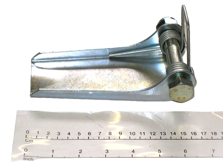 Hakenmaulsicherung · Länge: 150mm, Breite: 80mm, Stärke: 3mm, Schraubengröße: M16, Einzelhakengröße: RSN12, RFN12, Doppelhakengröße: RSN16, RFN16, DIN15401 RSN 12 / DIN15402 RSN 16 Demag Identnummer D0002308