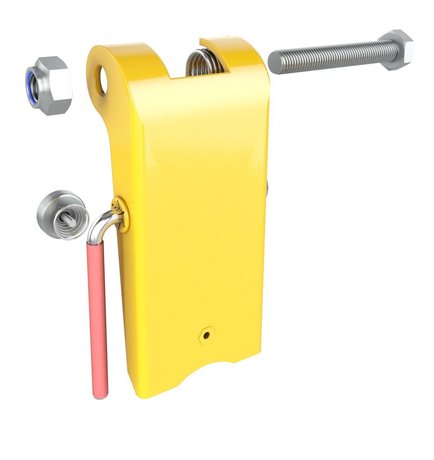 Hakenmaulsicherung · Safety latch trigger. Ramshorn hook, Forging Größe: RSN/RFN 16, Bolt Größe: M16 Demag Identnummer D0002309