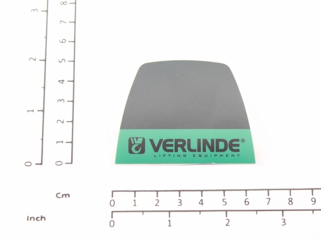 Aufkleber · Aufkleberbeschriftung: „Verlinde Lifting Equipment“, Aufkleberbreite: 62,2mm, Aufkleberhöhe: 49,8mm, Textfarbe: Grau auf grünem Hintergrund Demag Identnummer D0003472