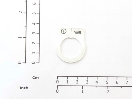 Hängesteuerungstypenschild · DSB label plate, Start - Horn, Used with button, Contacts: 2 NO Demag Identnummer D0003506