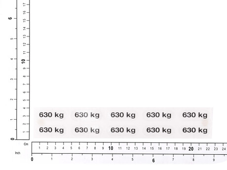 Aufkleber · Satz aus 10 pieces, Sticker Text: "630 kg", Hook 1 fall Demag Identnummer D0004798