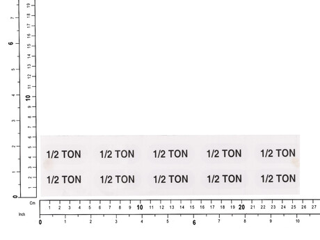 Aufkleber · Satz aus 10 pieces, Sticker Text: "1/2 Ton" Demag Identnummer D0005019