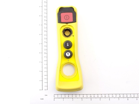 Gehäuse · Oberteil des Sendergehäuses. Gelb, Inhalt: Gehäuseoberteil, Stopp-Taste, Auf/AB-Tasten Demag Identnummer D0005720