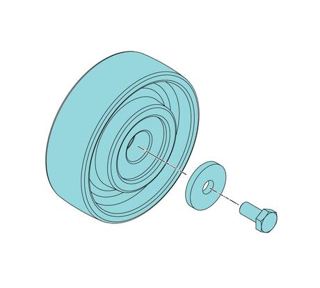 Rad · Stahl-Hilfsfahrwerk, 2-teiliger Laufradsatz. Demag Identnummer D0007419