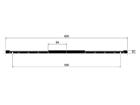 Aufkleber · Sticker Text: Measurement sticker for Stahl aux trolley, Digital print, permanent polymeric sticker and matt laminate, Sticker Breite: 620 mm, Sticker Höhe: 15 mm, Text Farbe: Black Demag Identnummer D0007510