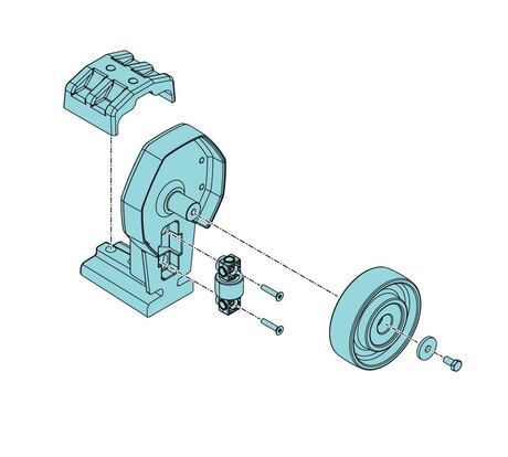 Stütze · DHR DHR10S Aux trolley spare set. Enthält complete single Seil sheave assembly. Demag Identnummer D0007641